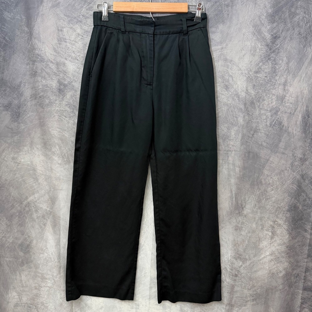 Abercrombie Black High Rise Pleated Wide Leg Trousers XSS Quiet Luxury Office